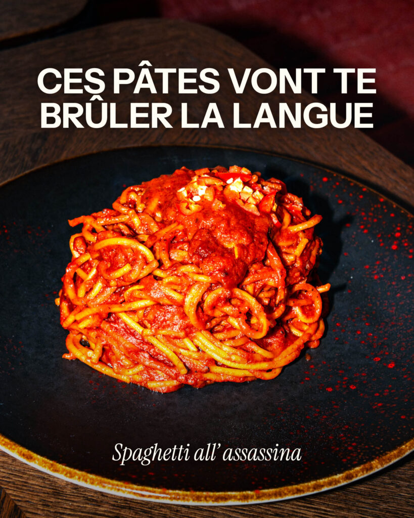 Assiette de spaghetti all'assassina, spécialité de Briganti